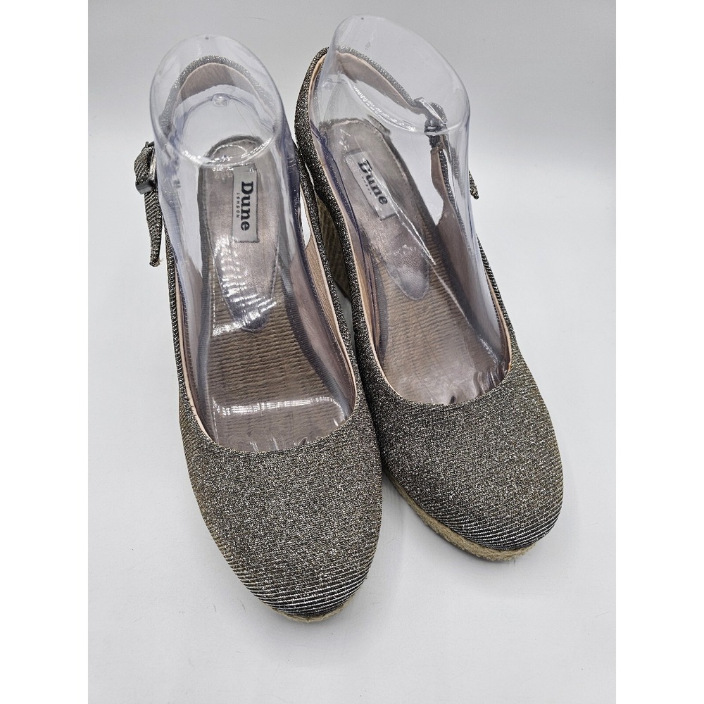 Dune London Karley‎ Shoes Womens 40 Silver Slingback Espadrille Wedge Heels